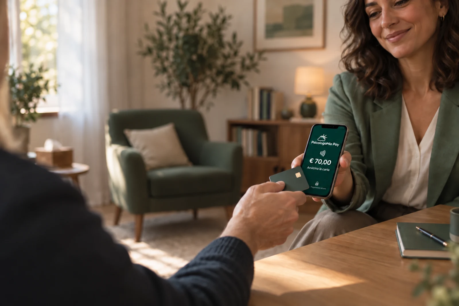 Una psicologa incassa una seduta con Tap to Pay sul proprio smartphone